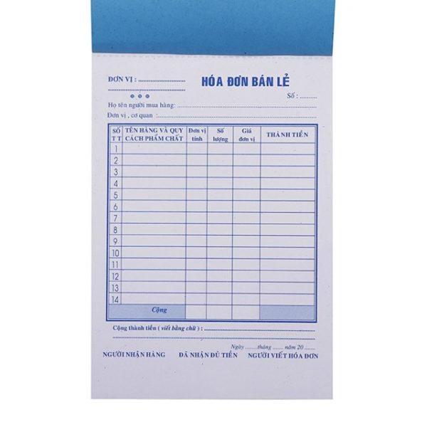 Hóa đơn 1 liên 13x19cm (100 tờ) Hóa đơn 1 liên 13x19cm (100 tờ)
