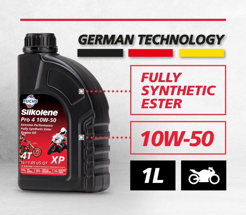 Fuchs Silkolene Pro 4 Plus 10w50 mang thương hiệu của Đức nhưng sản xuất tại Anh Quốc