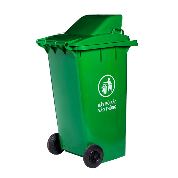 thùng rác nắp hở 240 lít màu xanh thùng rác nắp hở 240 lít màu xanh