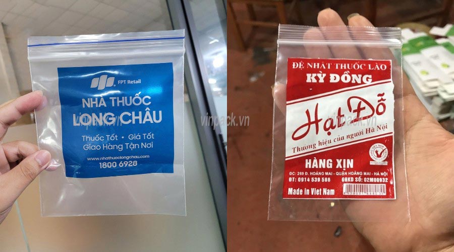 Túi zip chỉ trắng in ấn thương hiệu đẹp mắt bằng trục đồng Túi zip trắng, túi zip chỉ trắng, túi zip viền trắng, tui zip trang, tui zip chi trang, tui zip vien trang