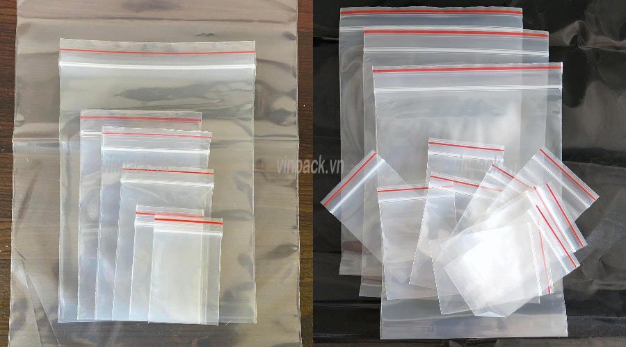 Túi zipper chỉ đỏ có rất nhiều kích thước để khách hàng lựa chọn túi zip, túi zip đỏ, túi zipper chỉ đỏ, tui zip, tui zip do, tui zipper chi do