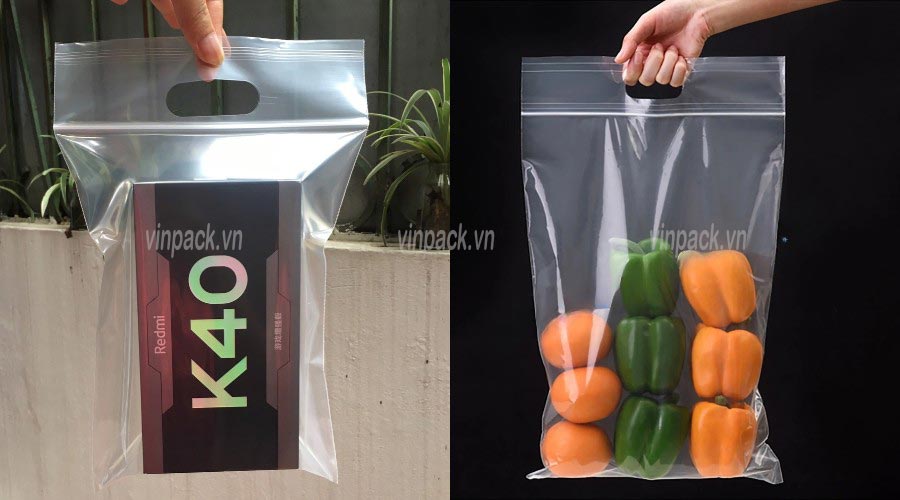 Túi zipper quai xách tiện lợi giúp sản phẩm mang đi mọi nơi Túi zipper quai xách, tui zipper quai xach, túi zip có quai, tui zip co quai, túi zipper đục lỗ xoài, tui zipper duc lo xoai